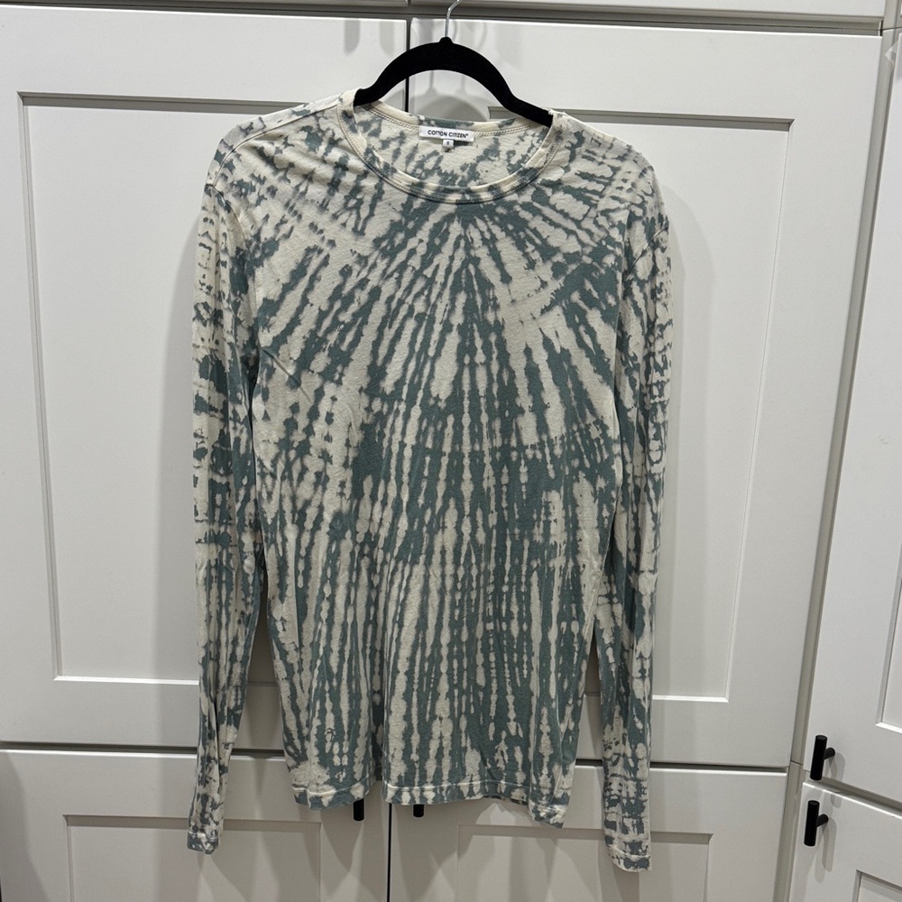 Cotton Citizen Cream and Gray Tie-Dye Long Sleeve Top